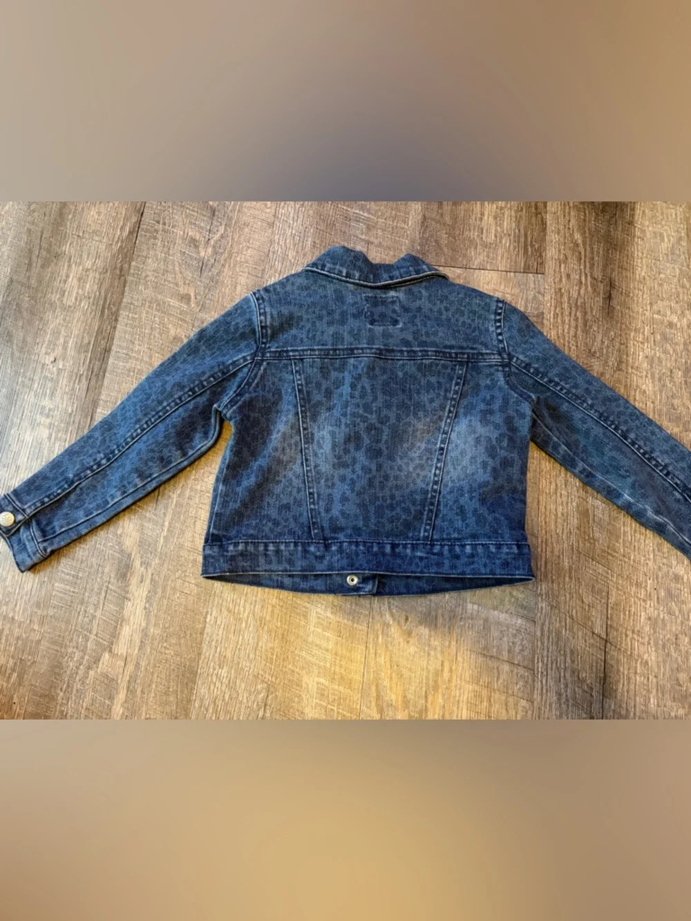 The Children's Place Dark Blue Leopard-Print Denim Jacket